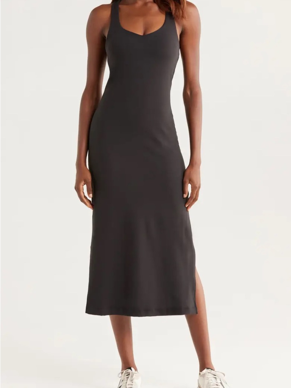 Vuori Halo Essential Midi Dress Black XS Athleisure Racerback Soft Loungewear